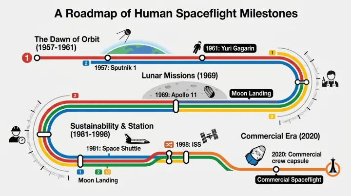 Milestones of spaceflight infographic