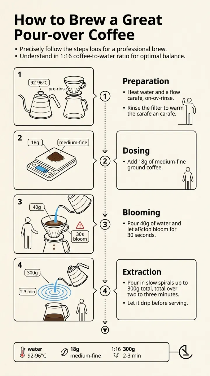 Pour-over coffee infographic