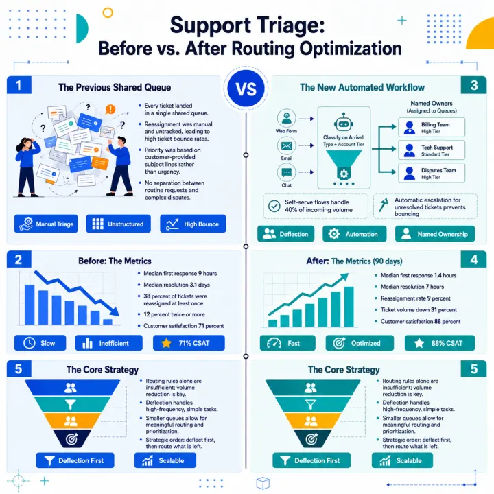 Support triage — before and after — example generated by Flowgraph