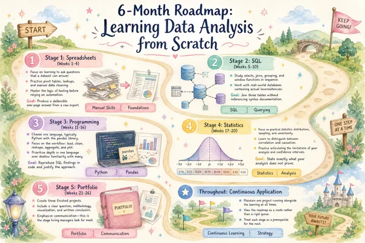 Six-month self-study roadmap — example generated by Flowgraph