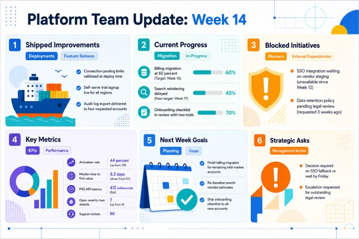 Weekly team update — one page — example generated by Flowgraph